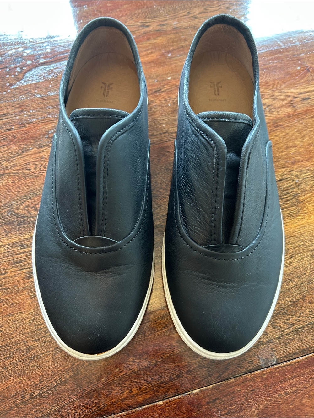 Black Frye Slip-On Leather Sneakers Size 7 Like New
